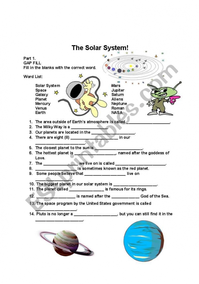 solar system math worksheets