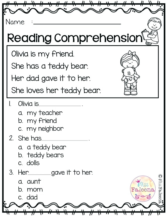 Reading Comprehension For Preschool Worksheets Worksheets Day