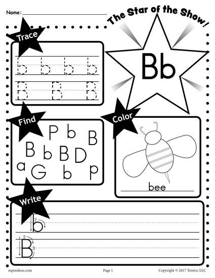 Letter B Worksheet Tracing Coloring Writing More