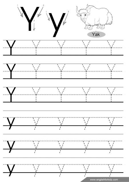Letter Y Tracing Worksheets Preschool