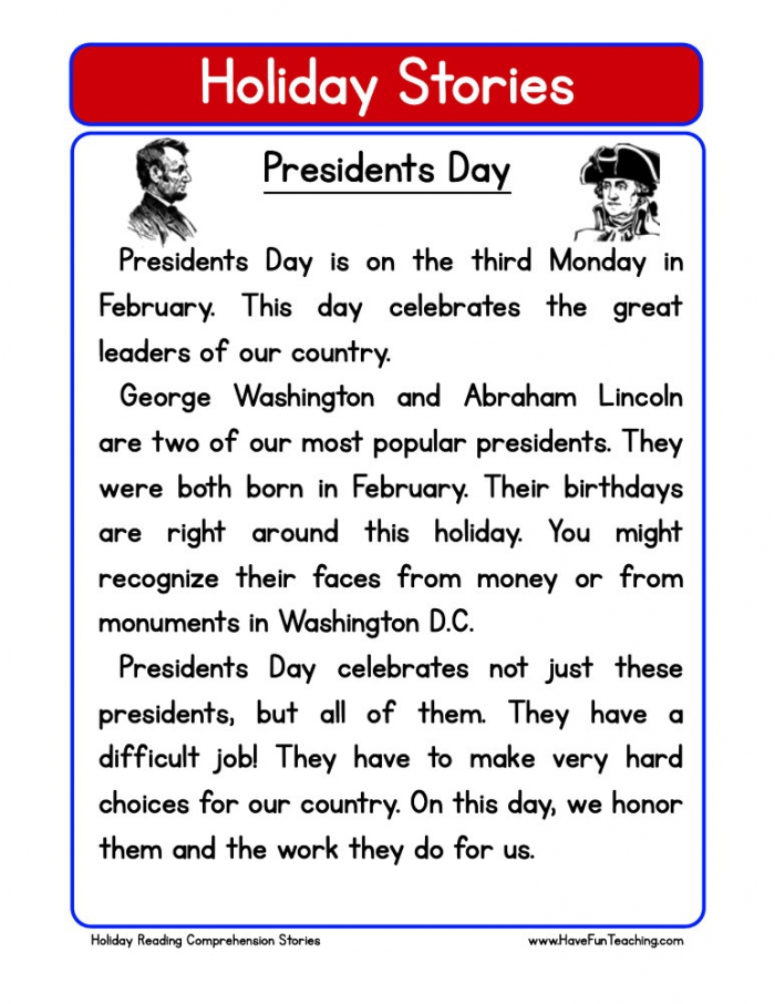 Presidents Day Reading Comprehension Worksheet Have Fun Teaching