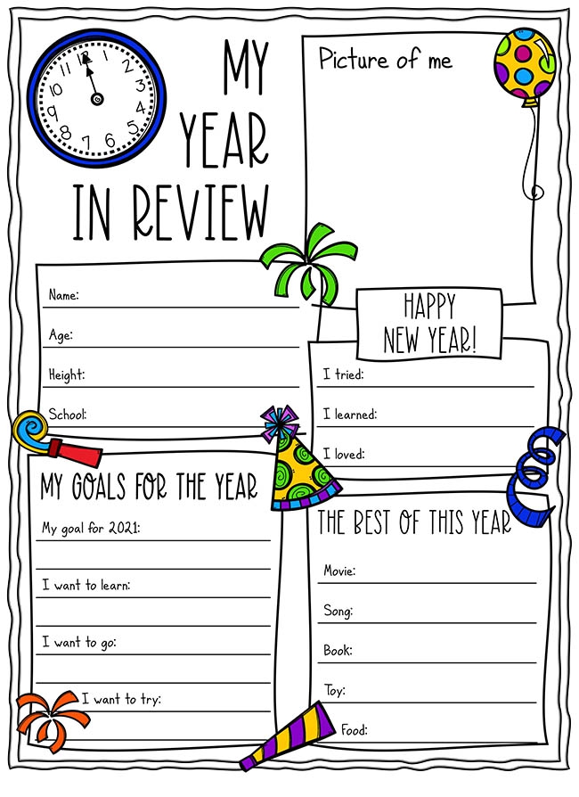 New Years Resolution Worksheet Printable