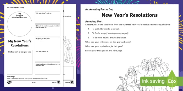 New Years Resolutions Worksheet Teacher Made