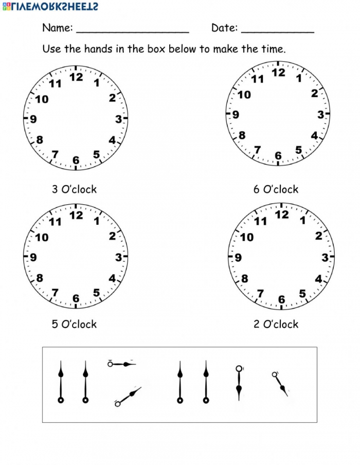 Time Fill In The Hand Of The Clock Worksheet