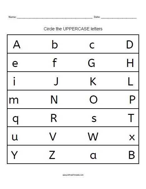 Circle Uppercase Letters Worksheet