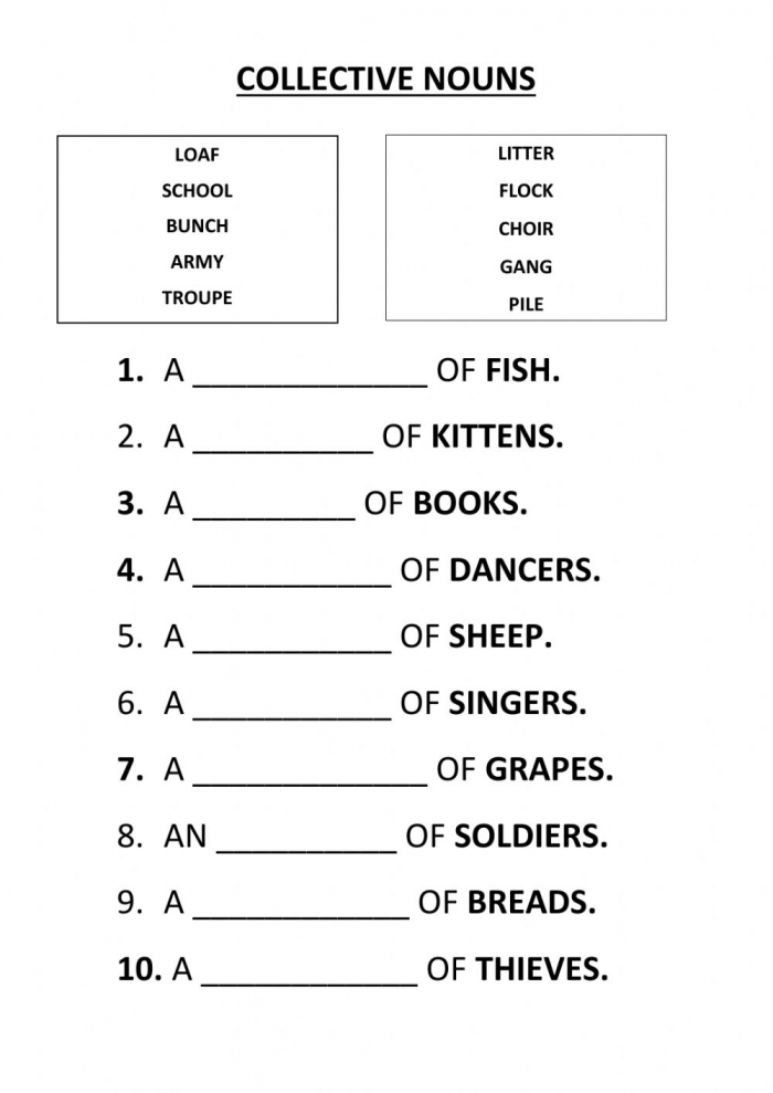 collective nouns worksheets worksheets day