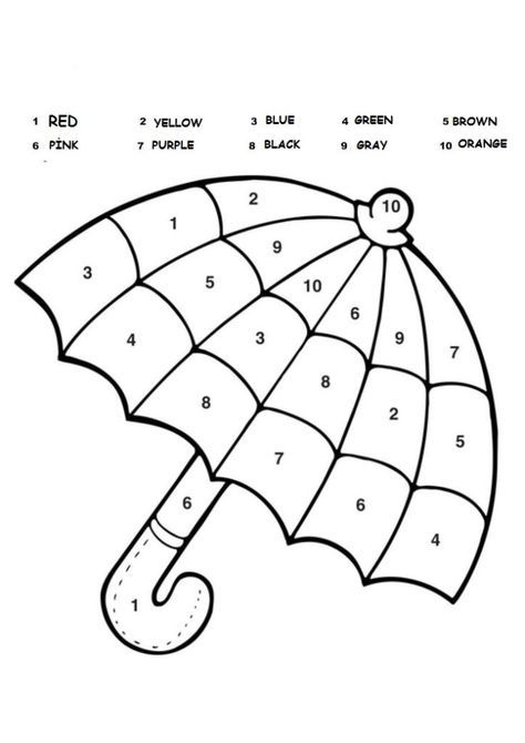 Color By Number Umbrella Crafts And Worksheets For Preschool In