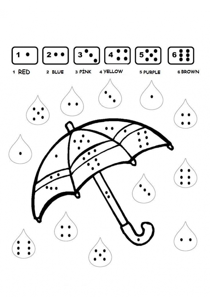 Color By Number Umbrella Worksheet