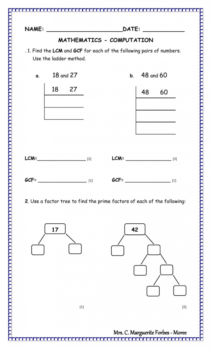Lcm And Hcf Worksheets - Worksheets Day In Least Common Multiple Worksheet