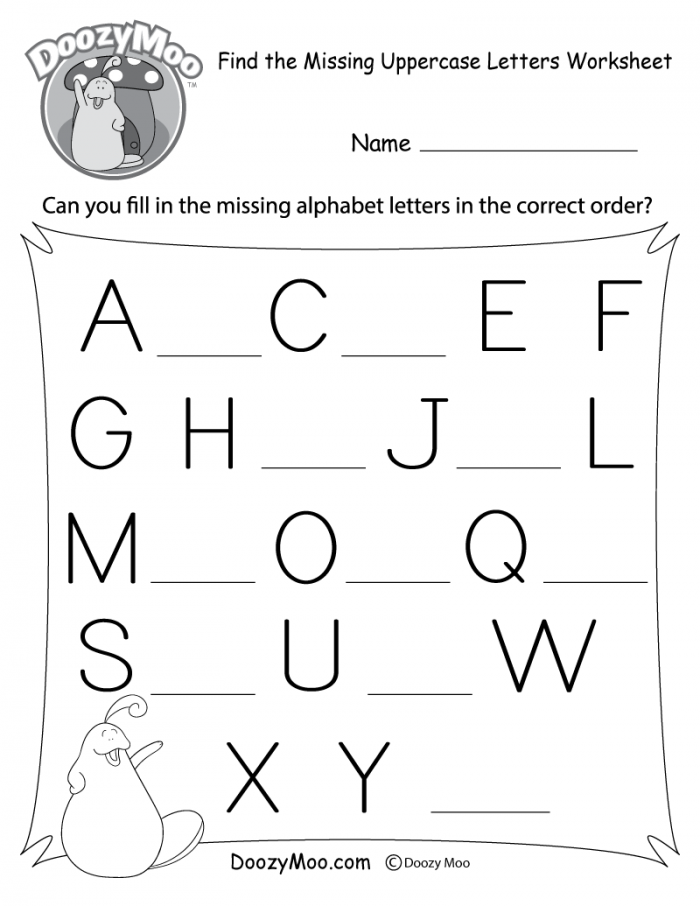 Find The Missing Uppercase Letters Worksheet Free Printable