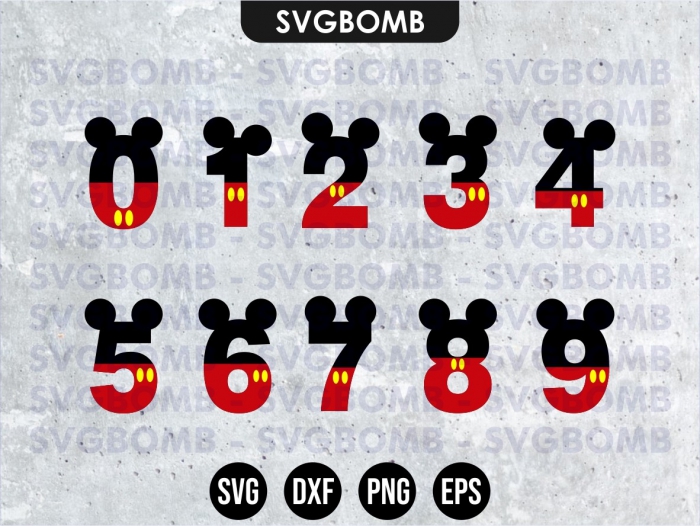 Mickey Mouse Number Svg