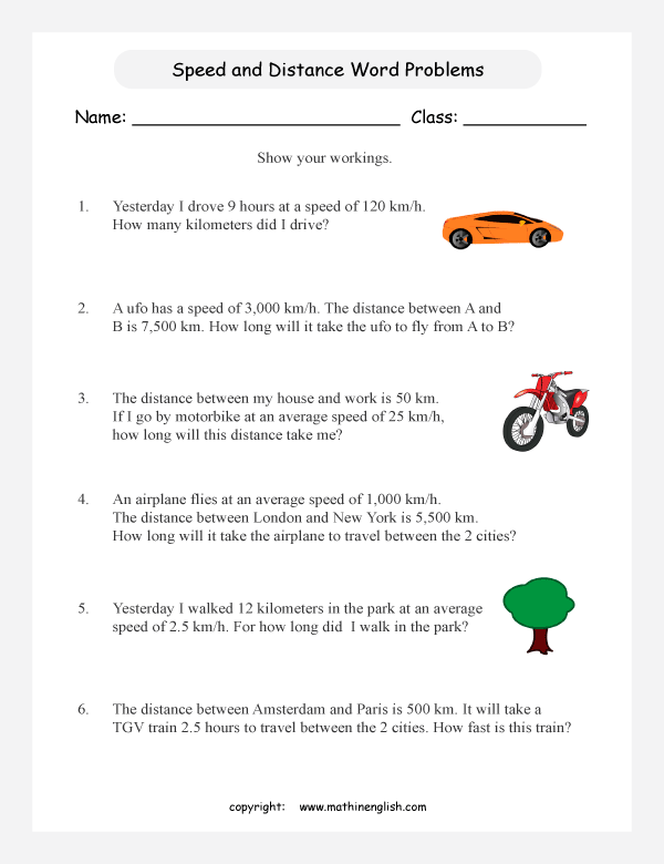 speed word problems worksheets worksheets day