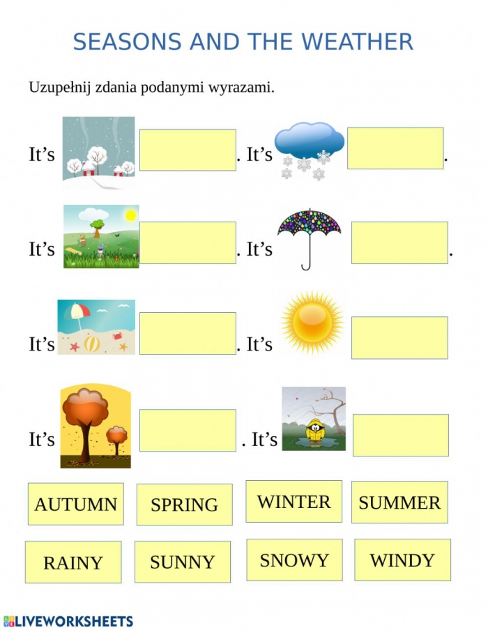 Seasons And Weather Interactive Worksheet